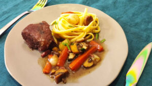 Bœuf bourguignon et tagliatelles fraîches