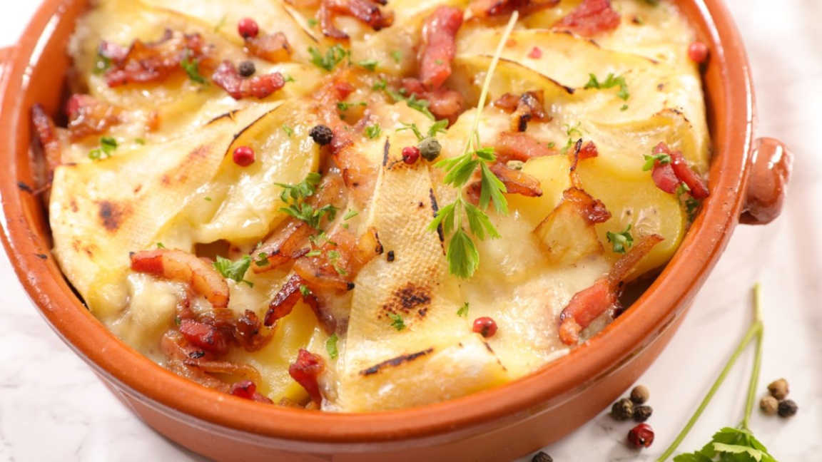 Tartiflette et salade verte