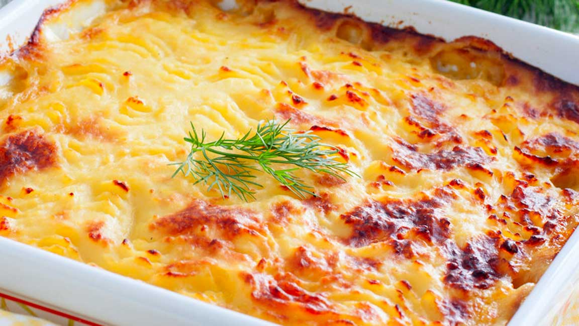 Gratin de saumon et chou-fleur pommes de terre