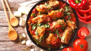 Poulet basquaise et pommes de terre