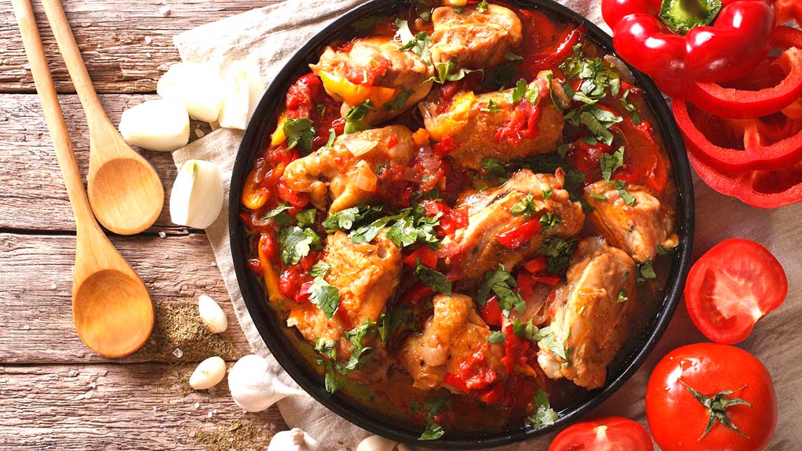 Poulet basquaise et pommes de terre