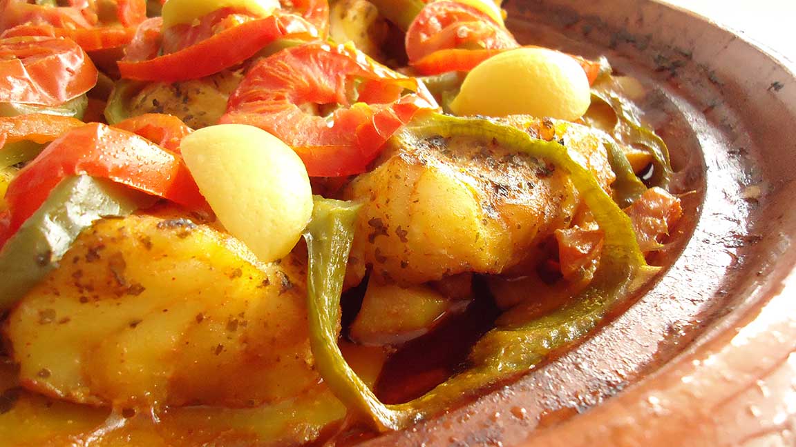 Tagine de poisson et semoule d'orge