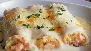 Cannelloni au saumon et aux poireaux