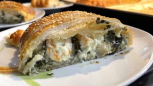 Feuilleté aux épinards et crevettes