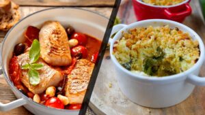 Poisson blanc à la provençale et crumble de courgettes